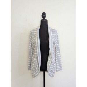 Flashmob Gray & White‎ Striped Women's Sweater Cardigan